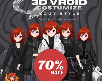LIMITED 5 VRoid Edgy Streetwear Jacket Outfit Bundle |  VTuber 3D Fashion
