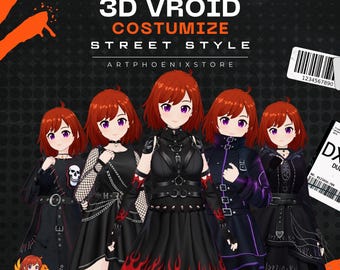 Gothic jacket Clothing Outfit VRoid | Dark Streetwear, Punk VTuber Fashion
