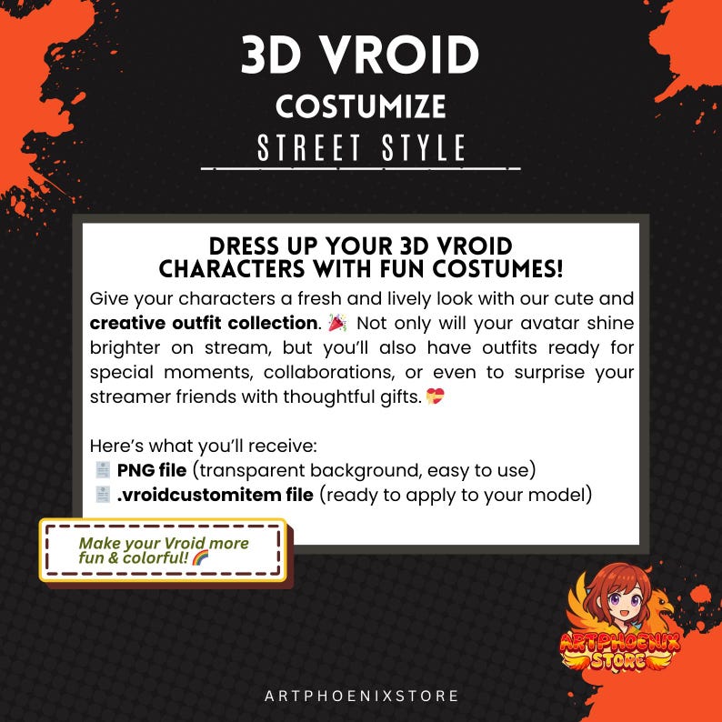 5 Street jacket Outfit | Gothic VRoid Pack | Urban Dark Fashion for VTuber image 7