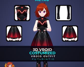 VRoid Clothes Gothic Futuristic Dress | Neon Cyber Techwear VTuber Outfit (Digital Download)