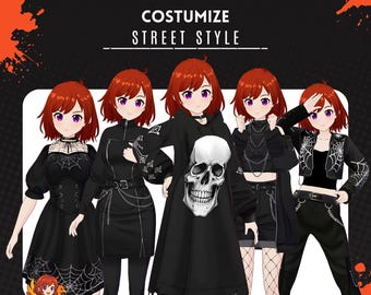 Outfit Gothic Clothes VRoid Street jacket |  Pack | Urban Dark Fashion for VTuber