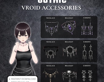 VRoid  Accessories  Gothic Bracelet  Dark Jewelry Set  Earrings Bracelet | ll VTuber Assets | 3D Custom Items