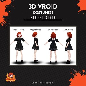 5 Street jacket Outfit | Gothic VRoid Pack | Urban Dark Fashion for VTuber image 5