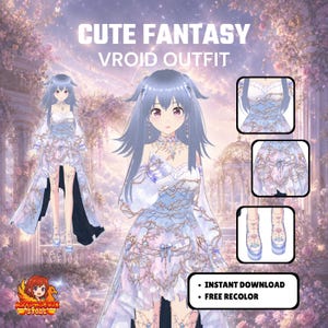 Celestial Blossom VRoid Outfit | Cute Fantasy Princess Dress | VTuber Fantasy Fashion | 3D Anime Avatar Clothing