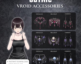 Gothic VRoid Accessories Pack | Fantasy Jewelry Set (Digital Download)