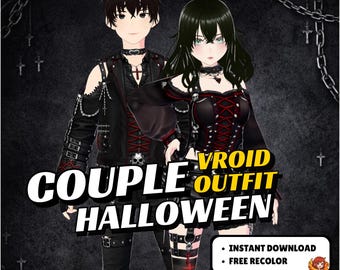 VRoid Gothic Couple Outfit | Dark Halloween Matching Avatar Clothes (Digital Download)