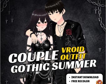 VRoid Clothing Couple Gothic Summer Outfit | Dark Fantasy VTuber Fashion (Digital Download)