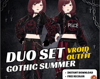 VRoid Duo Gothic Street Outfit | Matching Avatar Fashion (Digital Download)