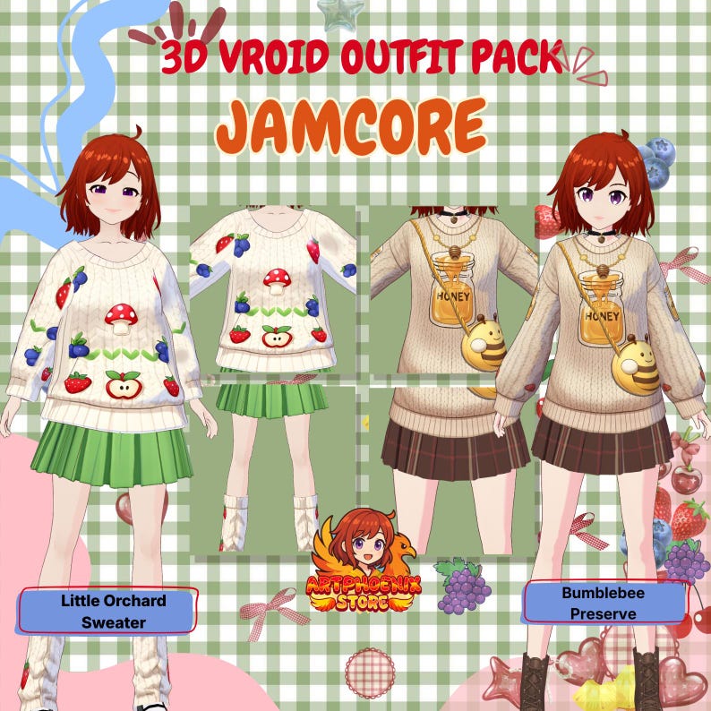 Vroid Valentine Jamcore Outfit Pack | Vtuber Anime Avatar 3D Fashion - Etsy