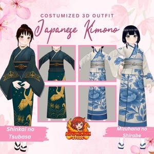 VRoid Asset Clothes Japanese VRChat Kimono Bundle Outfit| VTuber 3D