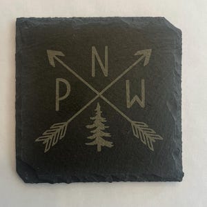 Engraved Slate Coasters – Set of 4 | Rustic Drink Coasters | Housewarming or Wedding Gift