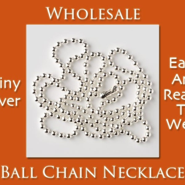 100 Ball Chain Necklaces Silver Plated - Wear with Bottle Cap Pendants, Glass Tile Pendants, Scrabble Tile Pendants, Domino Pendants, Cabochon Settings, and other Jewelry Findings