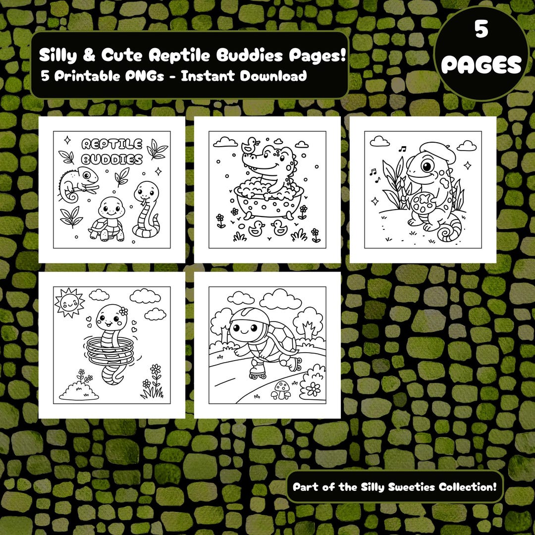 Reptile Coloring Pages for Kids – 5 Reptile Buddies Coloring Book ...