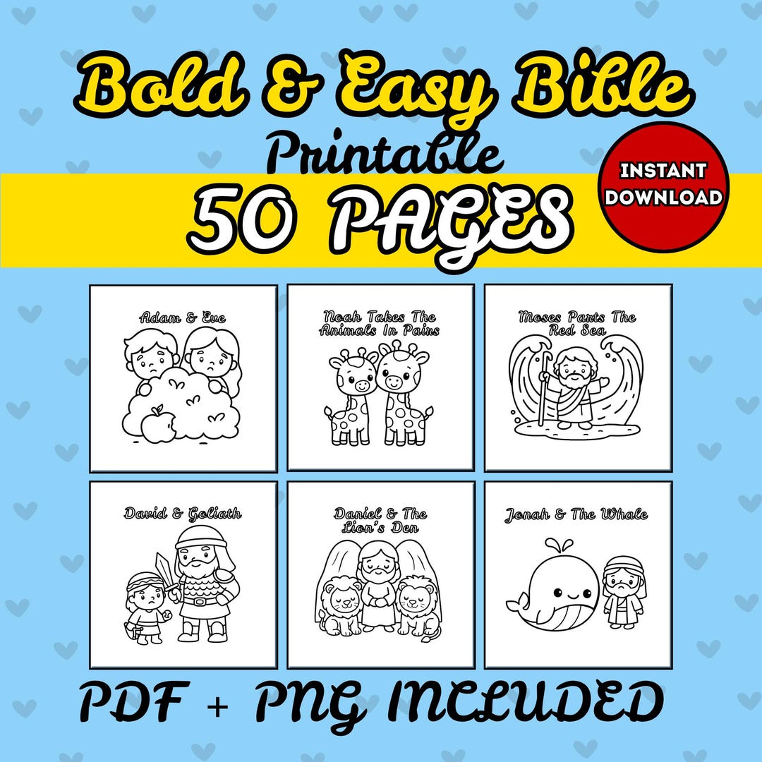 Bold & Easy Bible Coloring Pages Bundle, Christian Faith Coloring Book ...