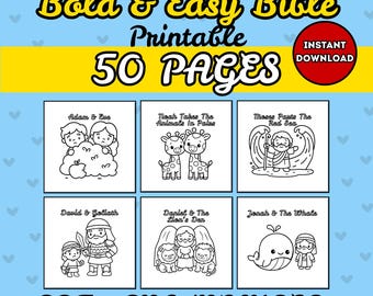 Bold & Easy Bible Coloring Pages Bundle, Christian Faith Coloring Book Printable, Simple Scripture Coloring Sheets for Kids Adults and Teens