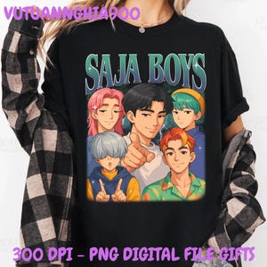 Saja Boys Boy Band Digital Download, Kpop Demon Inspired Movie PNG FIle, Bootleg Retro Movie Clipart, Demon Hunters Merch