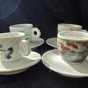 Genuine Illy art collection An Du 1995 espresso cups and saucers