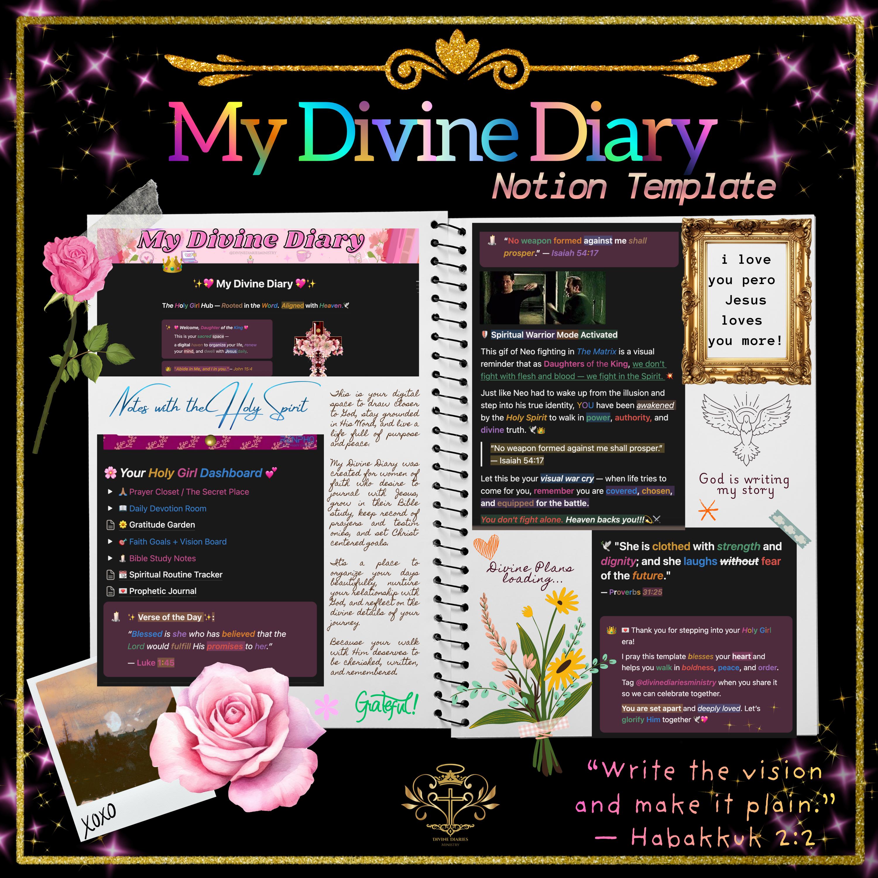 Christian Notion Template – Divine Diary for Women (digital Download ...