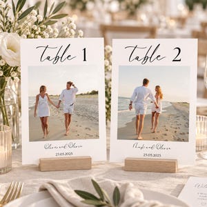 Photo Table Numbers Template, Editable Wedding Table Number Cards, Canva