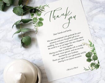 Plantilla de menú y tarjeta de agradecimiento para bar de plantas (descarga digital)