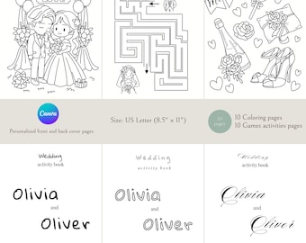 Libro para colorear de bodas, libro de actividades de bodas para niños, páginas para colorear de bodas, hojas para colorear de bodas