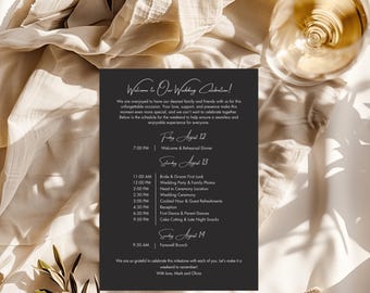 Plantilla de cronograma minimalista para bodas: 5x7 (descarga digital)