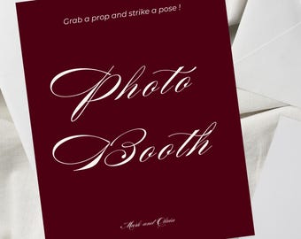 Plantilla para fotomatón de boda en color burdeos (descarga instantánea)