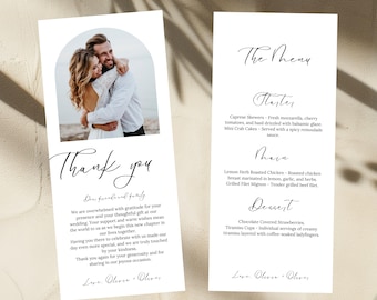 Photo Thank You Card & Menu Template 4x9  (Digital Download)