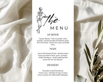 Plantilla de menú de Halloween editable: Imprimible para una cena espeluznante (descarga digital)