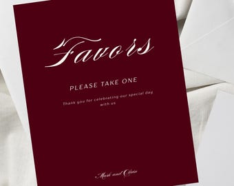 Letrero imprimible para recuerdos de boda, "Por favor, tome uno", letrero para la mesa de recuerdos de boda, imprimible elegante para bodas