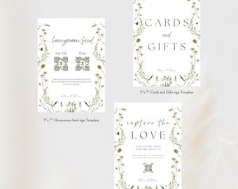 Letreros de boda con temática de flores silvestres: descarga instantánea