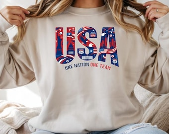 USA Soccer Pride Fan Sweatshirt, USA Soccer Fan Hoodie, USA Match Day Outfit, One Nation One Team Shirt