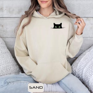 Pocket Black Cat Hoodie: Spooky Season Fall Pullover