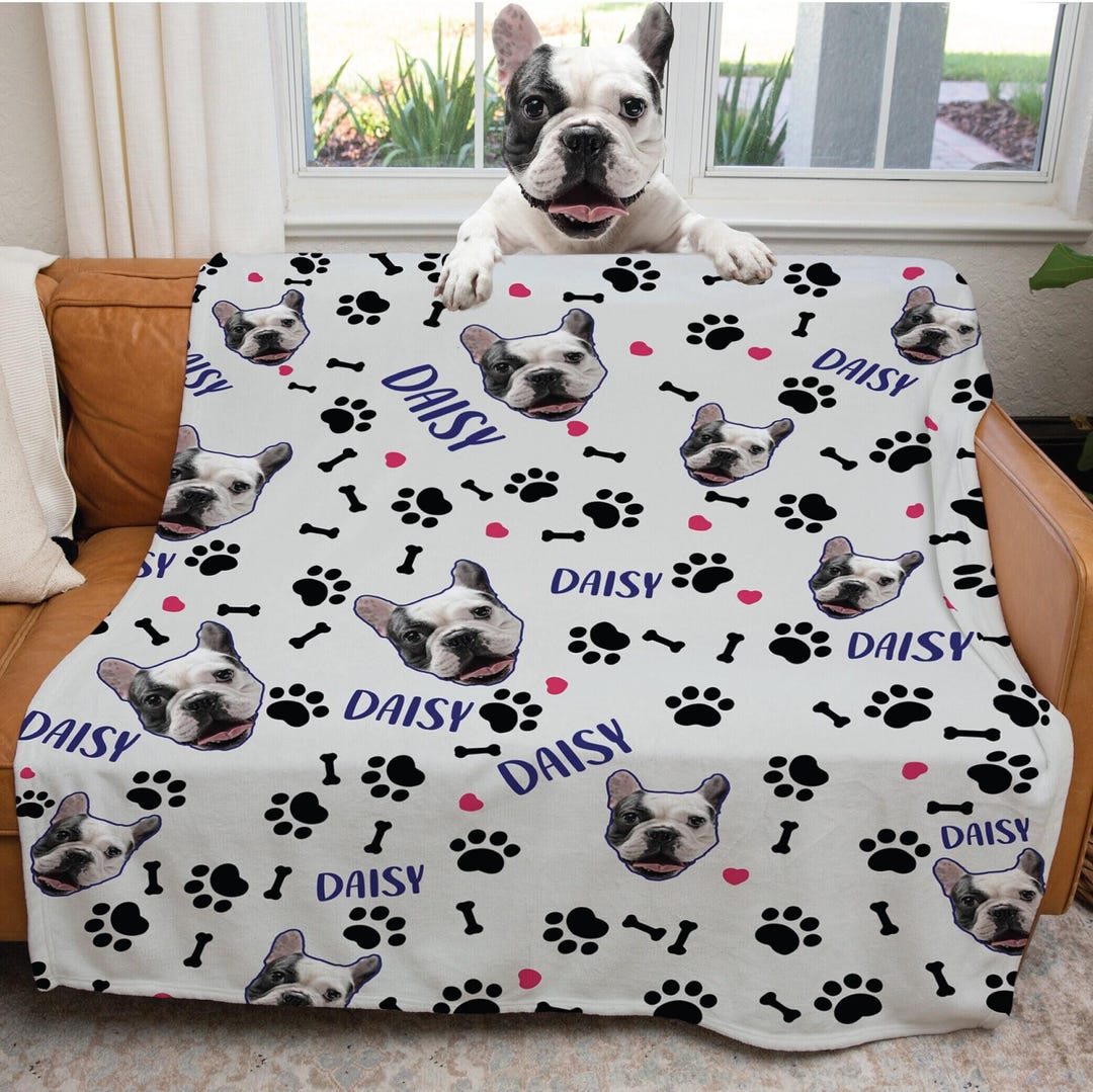 Custom Pet Photo Blanket: Personalized Dog & Cat Name Blanket - Etsy
