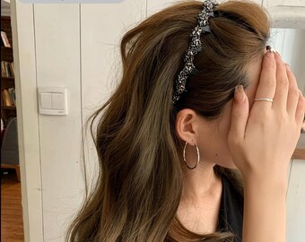 Black Crystal Beaded Headband – Elegant Statement Hair Accessory