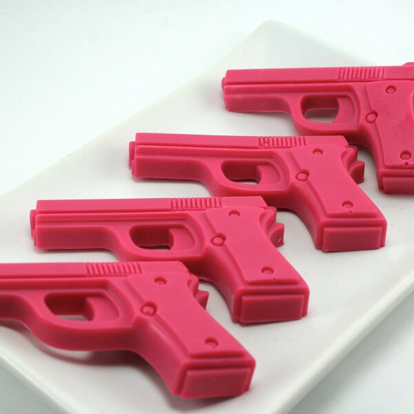 4 Pink Pistols . Vegan Glycerin Soap in Cotton Candy Fragrance. Includes Gift Box