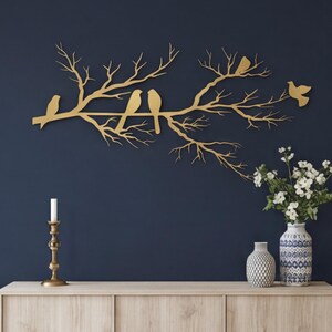 Birds on Branch Metal Wall Art, Minimalist Nature-Inspired Silhouette Decor, Elegant Botanical Plaque, Unique Bird Lover Gift
