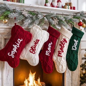 Gebreide kerstsokken voor het hele gezin (2026), kerstsokken op maat met naam, kerstsok voor huisdieren (honden), kerstdecoratiecadeau