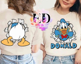 Bonita camiseta retro con retrato del Pato Donald, regalo para vacaciones familiares en Magic Kingdom Disneyland, camiseta de Disney Mickey Mouse y sus amigos Goofy Pluto