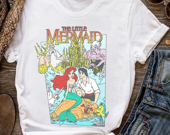 Disney Den lilla sjöjungfrun Vintage Cover Graphic T-shirt Unisex T-shirt Födelsedagspresent T-shirt för män Kvinnor Barn Hoodie Sweatshirt Småbarnströja