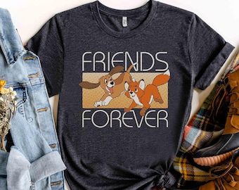 Disney Der Fuchs und der Hund Kupfer Tod Freunde für immer Retro Shirt, Magic Kingdom Urlaub Unisex T-Shirt Familie Geburtstagsgeschenk Erwachsenes Kind Tee