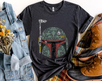 Camiseta gráfica Star Wars Boba Fett Silhouette Helmet Fill Camiseta unissex para adulto Camiseta infantil Presente de aniversário Moletom com capuz Camiseta infantil