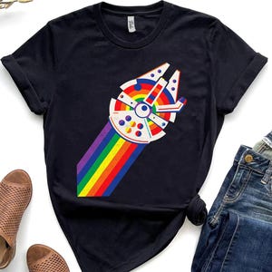 Retro 90s Star Wars Rainbow Millennium Falcon Shirt, Galaxy's Edge Trip, Unisex T-shirt Family Birthday Gift Adult Kid Toddler Tee