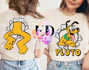 Camiseta retro con el adorable retrato del perro Pluto, regalo ideal para un viaje familiar a Disneyland, camiseta de Mickey Mouse y sus amigos, Goofy y Donald.