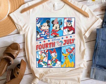 Micky Maus & Freunde Kundenspezifisches Retro 4. Juli Hemd, Disney-Unabhängigkeitstags-T-Shirt, Disneyland-Ausflug Familienurlaubsgeschenk