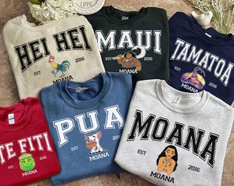 Vintage Disney Vaiana-karaktärer Squad Group Anpassad tröja, WDW Magic Kingdom Unisex T-shirt Familj Födelsedagspresent Vuxen Barn Småbarnströja