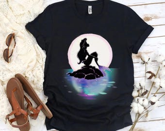 Disney Little Mermaid Ariel Colorful Sunset Moon Unisex T-shirt Birthday Shirt Gift For Men Women Kid Hoodie Sweatshirt Toddler Shirt