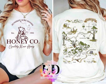 Disney Winnie the Pooh Hooney Co. 1926 Hundred Acre Wood Map Retro Shirt, Disneyland Magic Kingdom Trip Unisex T-shirt Family Birthday Gift