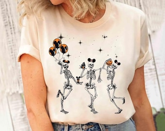 Disney Halloween Party Dancing Skeleton Mickey Ears Shirt, Disneyland Halloween Fall Gift, Funny Skeleton Tee, Disneyland Family T-Shirt
