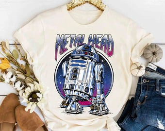 Star Wars R2D2 Metal Head Vintage Graphic T-Shirt Unisex Adult T-shirt Kid shirt Gift for Birthday Hoodie Sweatshirt Toddler Tee